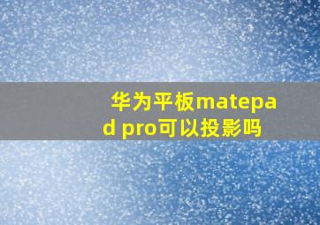 华为平板matepad pro可以投影吗